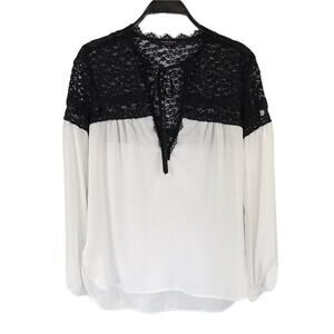 Nanette Lepore Lace Long Sleeve Blouse Top